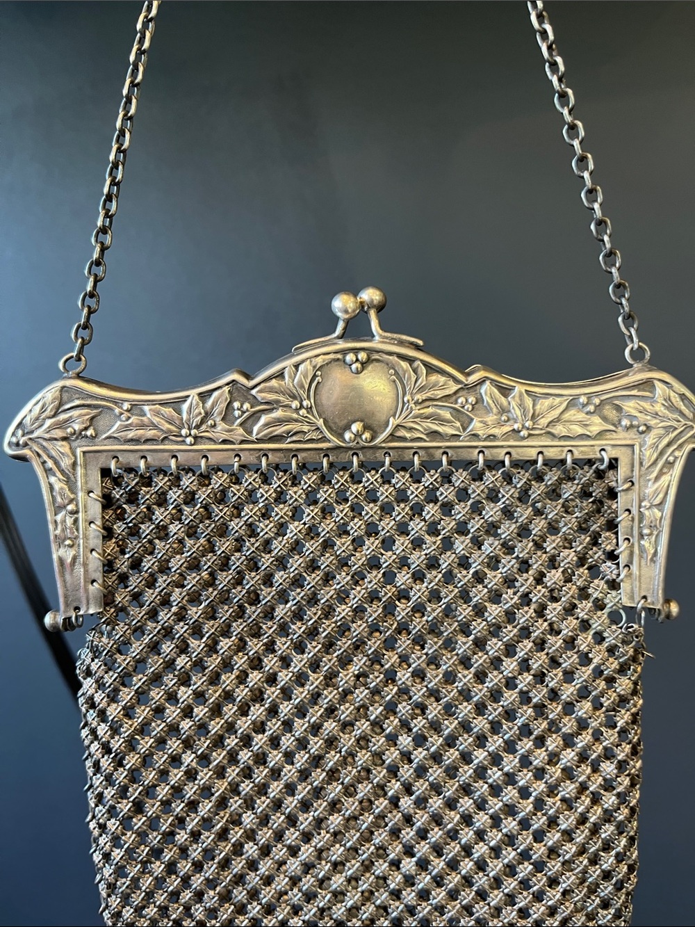 🧋Antique Victorian German Silver Mesh Chainmail Coin Purse Art Nouveau - Picture 4 of 9